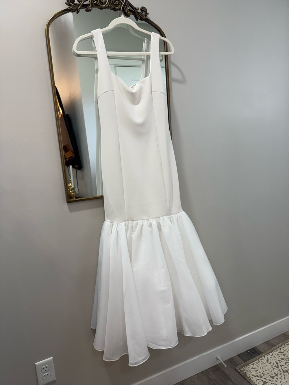 BHLDN White Sleeveless Fitted Bodice Midi Dress with Flared Hem